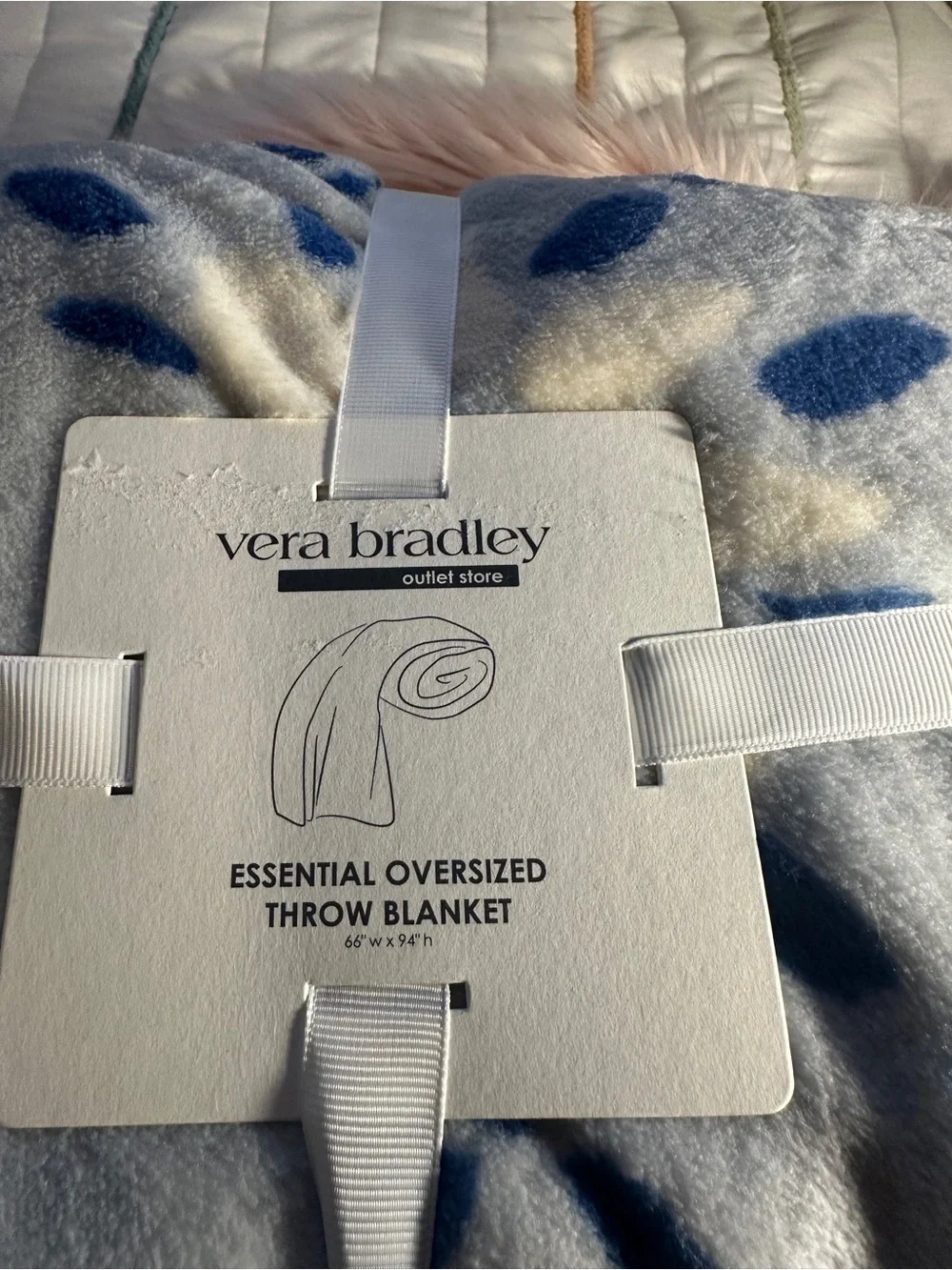 Vera Bradley Cozy Floral Dot Throw Blanket - Blue & Cream